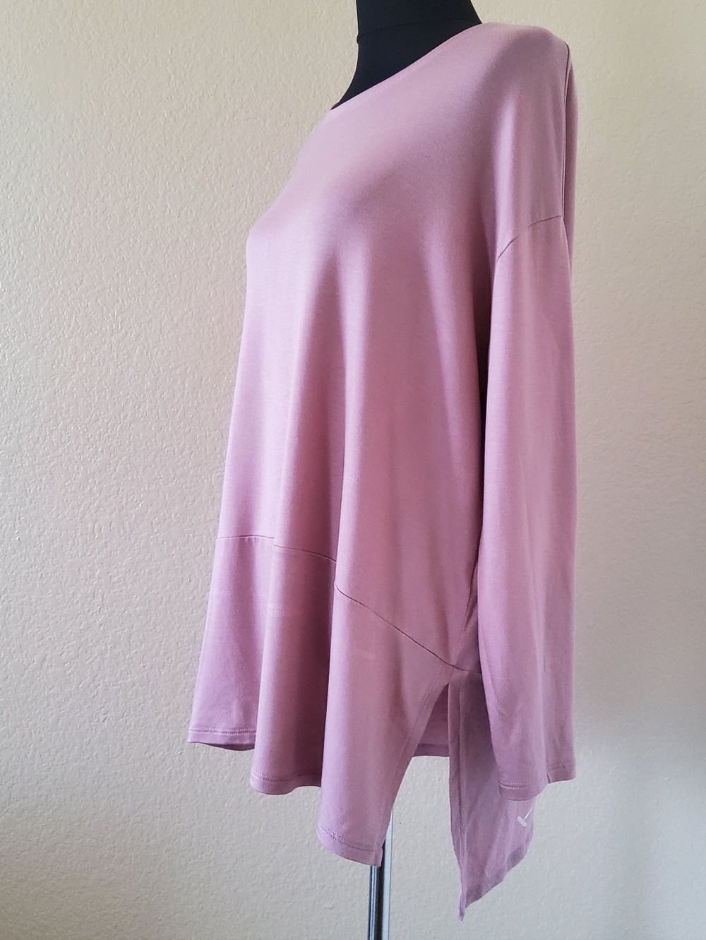 Eileen Fisher Fine Jersey Crew Neck Long Sleeve Tunic Top in Blush Pink, Size XL - Picture 5 of 8